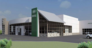 Artist rendering of the new Land Rover and Jaguar building at 1 Commerce Drive, Fairfield, CT (Across the street from leased land