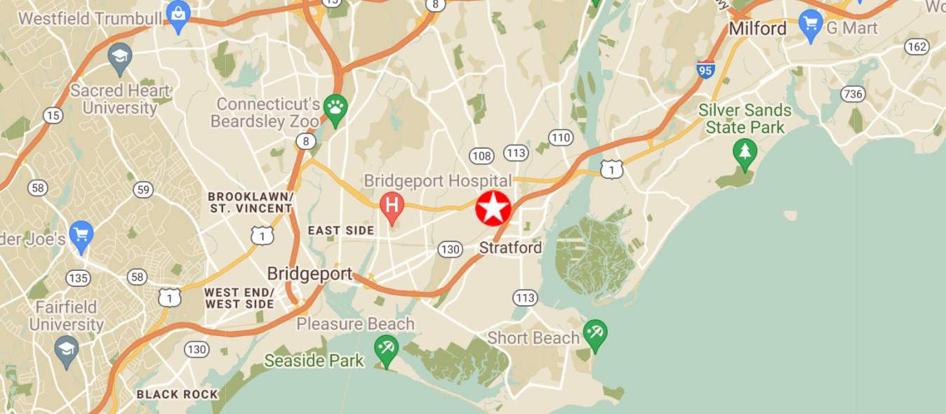 Map of 1255 West Broad Street, Stratford, CT