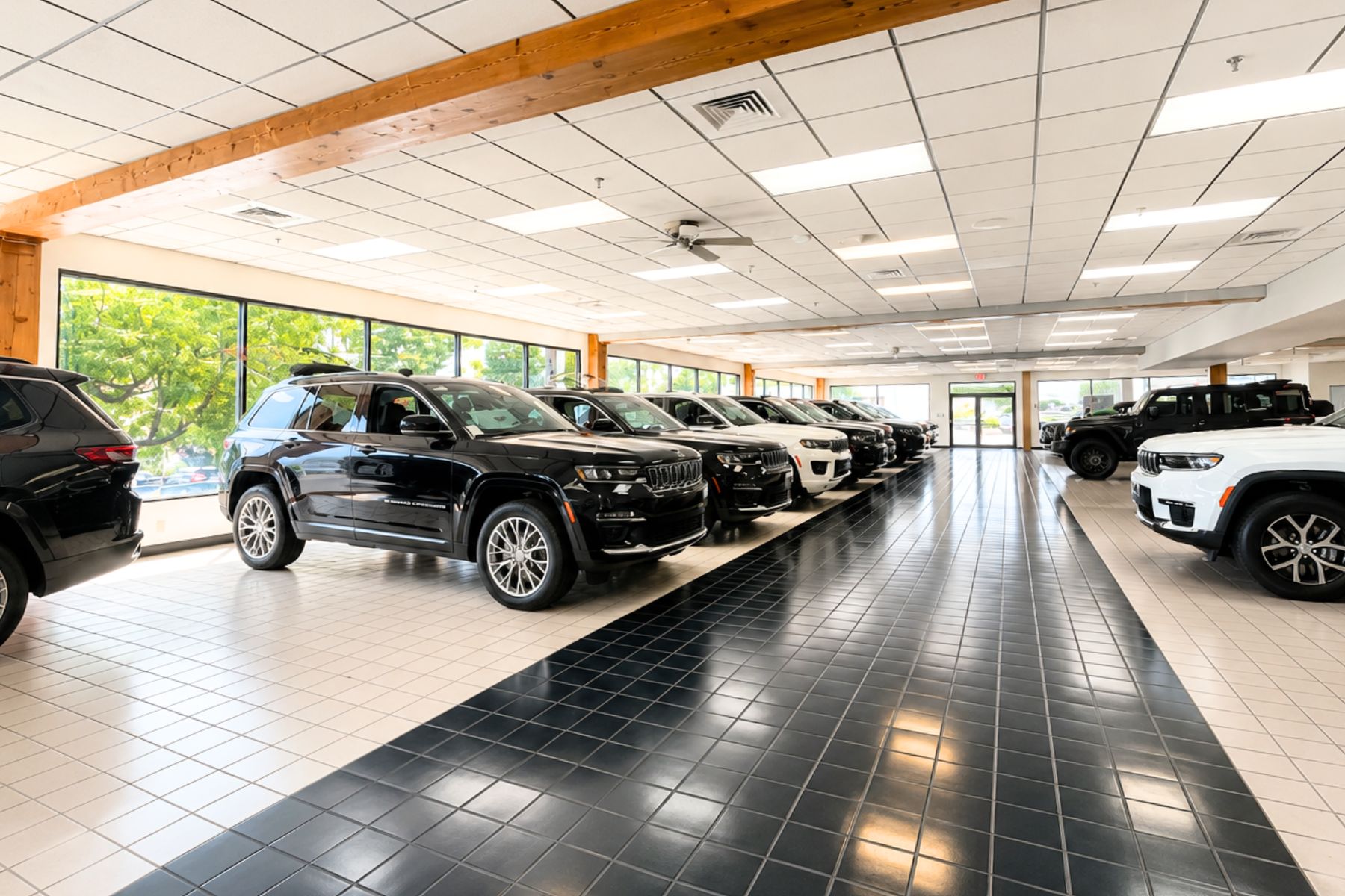 Premium On-Grade Access Leading to the Second-Floor Showroom Spacious Interior View Of The Premium Second-Floor Commercial Showroom With On-Grade Access