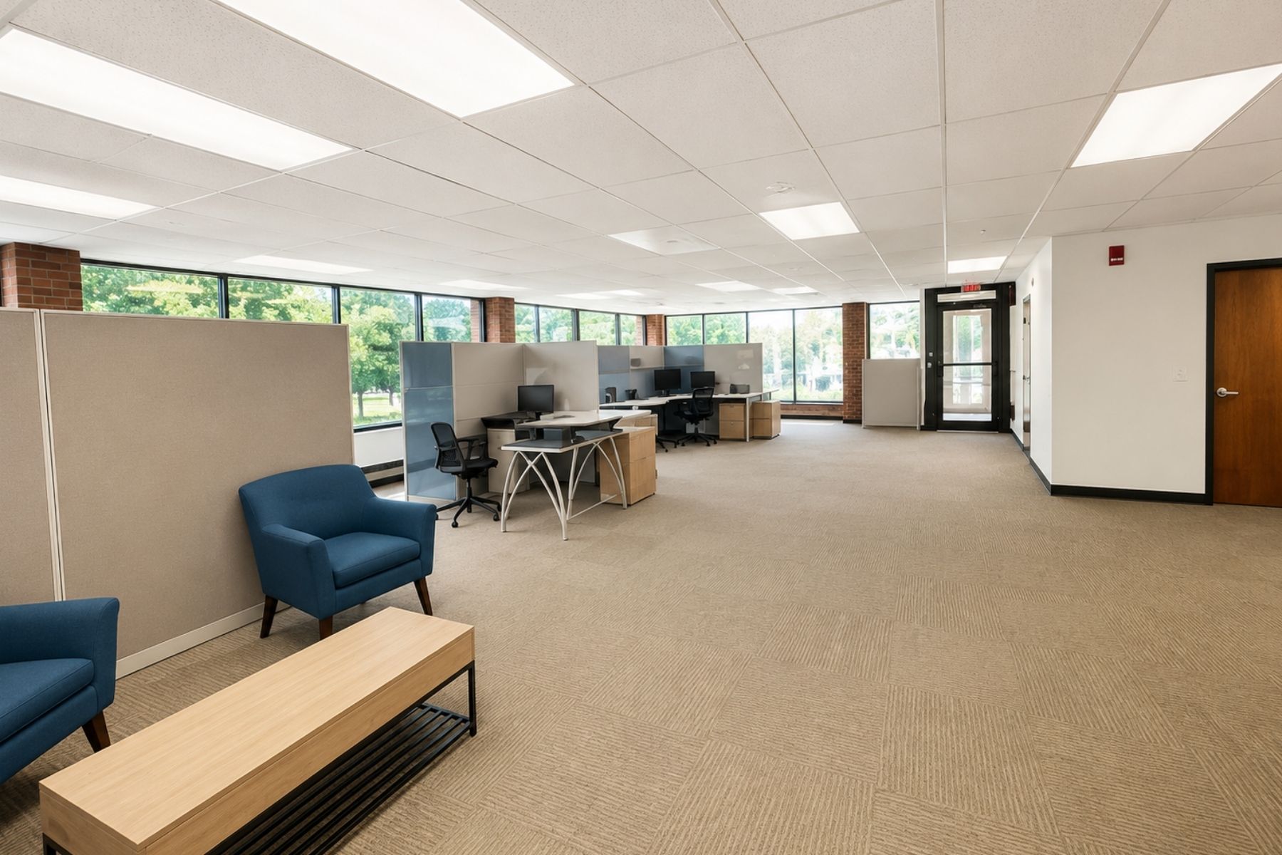 6,830 SF of Leasable, Flexible Office Space Spanning the 2nd and 3rd Floors Interior view of a portion of the 6,830 square feet of flexible office space on the second and third floors.