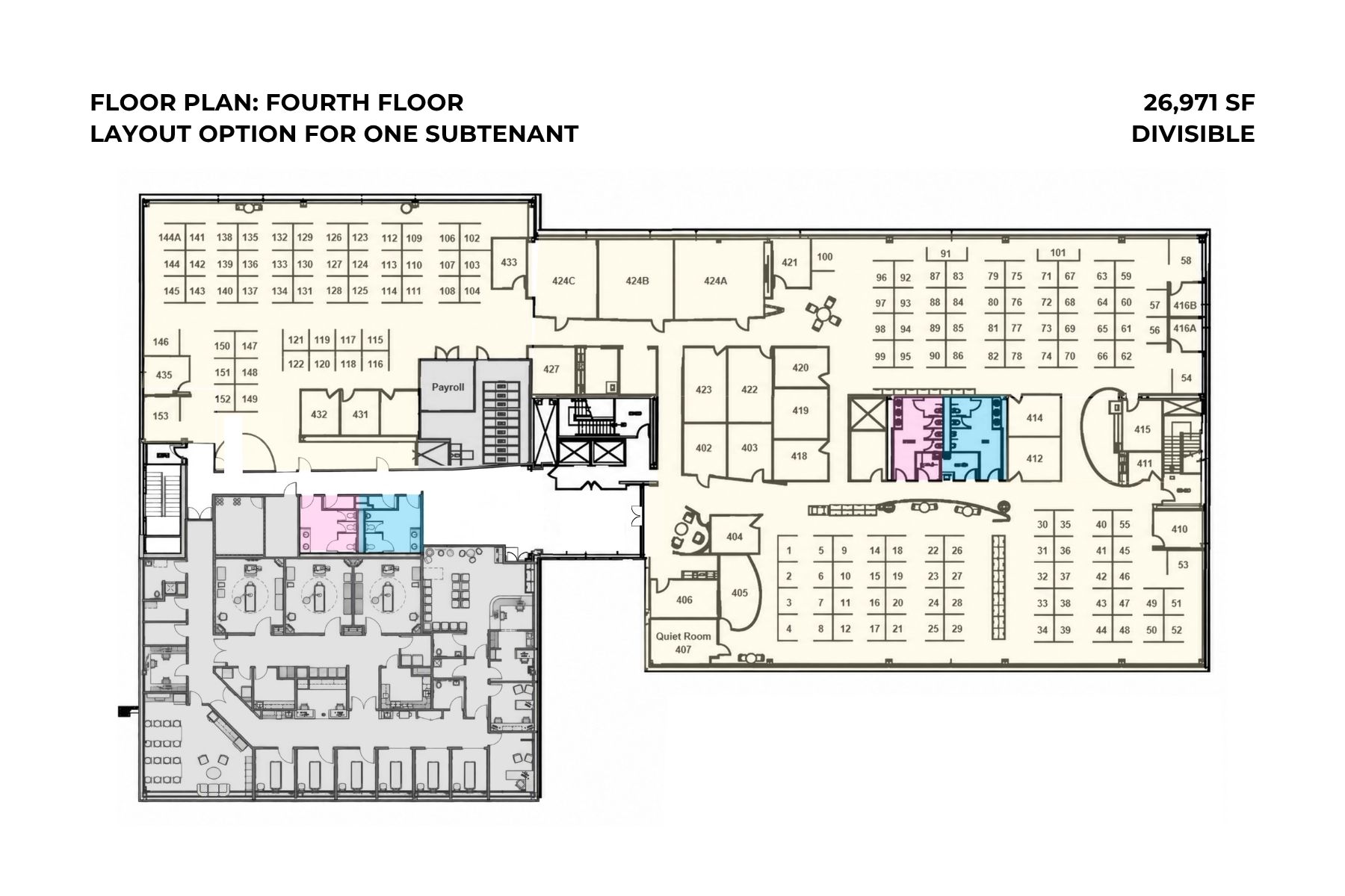 Floor Plan: Fourth Floor - Layout Option for One Subtenant Floor Plan: Fourth Floor - Layout Option for One Subtenant