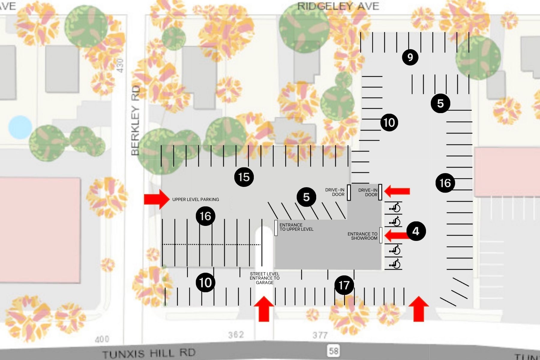Easily Accessible with Three Curb Cuts