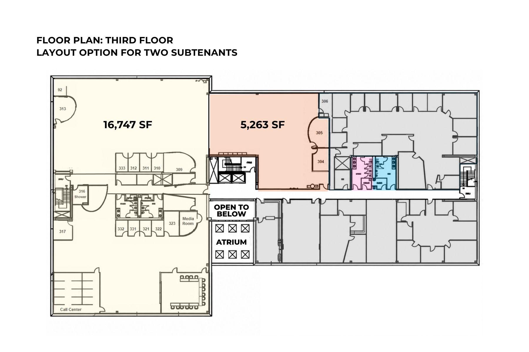 Floor Plan: Third Floor - Layout Option for One Subtenant Floor Plan: Third Floor - Layout Option for One Subtenant