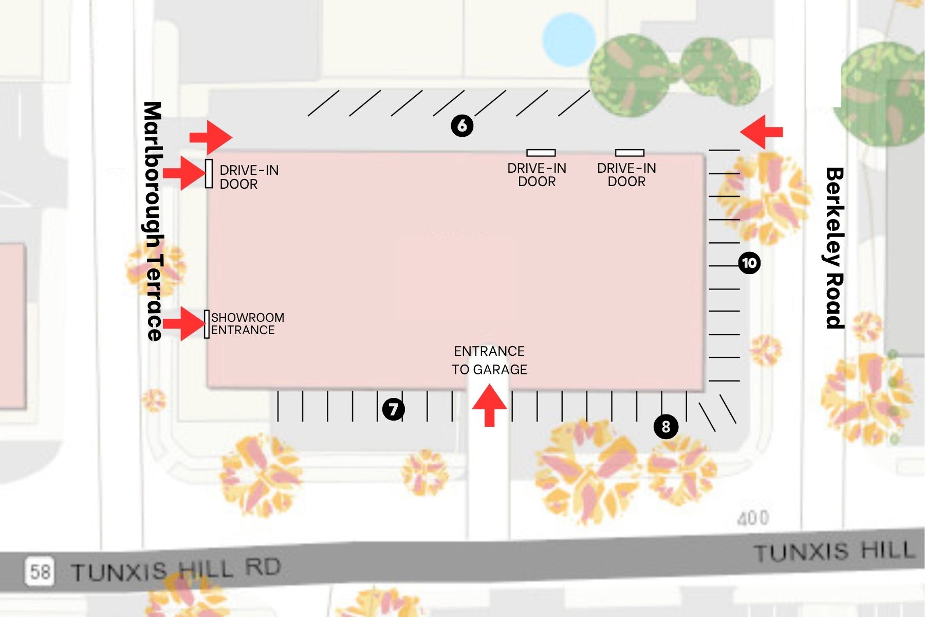 Ample On-Site Parking for 56 Cars Including 25 Covered Spaces Site Traffic Plan Showing Ample On-Site Parking For 56 Cars And Property Access Points