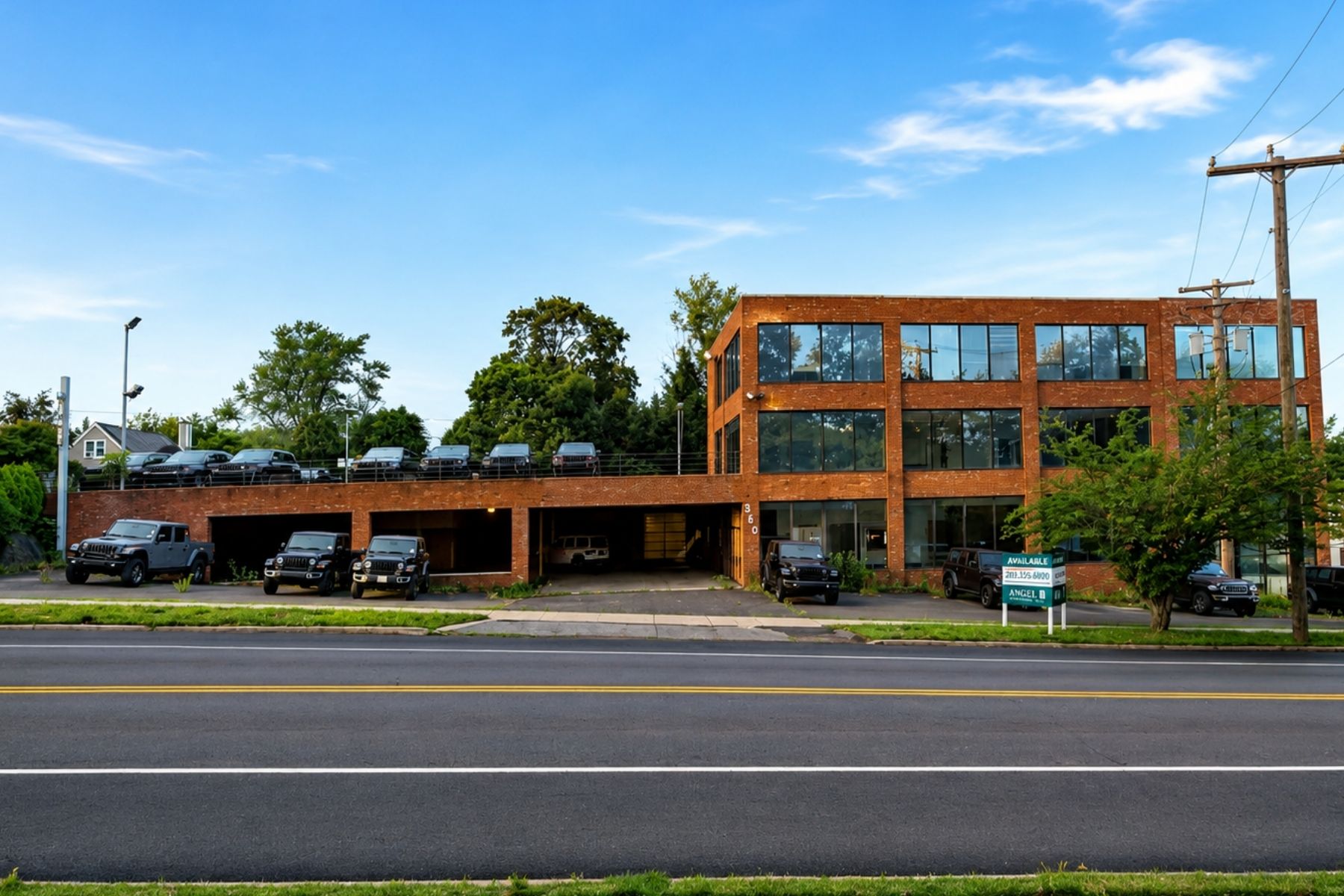 Excellent Exposure With 253 Feet of Premium Retail Frontage on Route 58 Front angle of the commercial building demonstrating excellent retail exposure on Route 58.