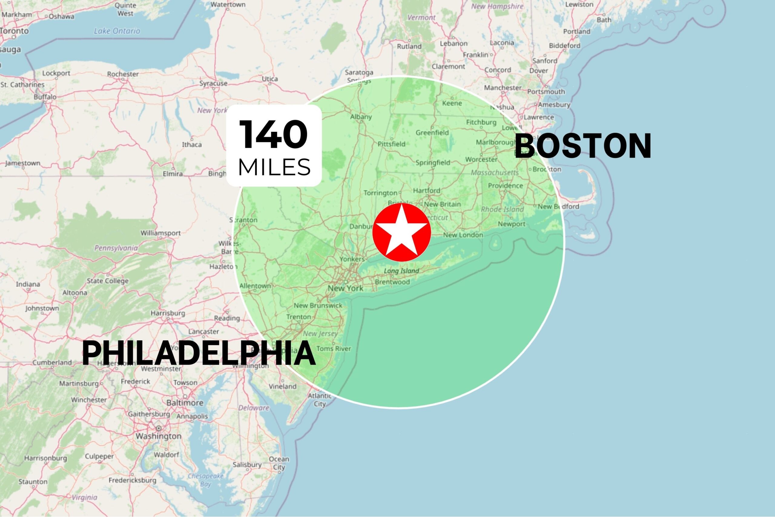 Centrally Located Between Boston and Philadelphia