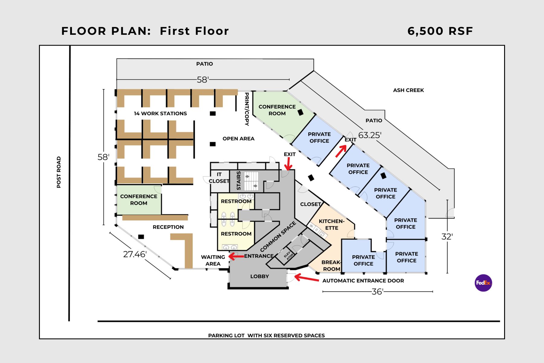 Includes Offices, Workstations, Breakroom, and Patios Includes Offices, Workstations, Breakroom, and Patios