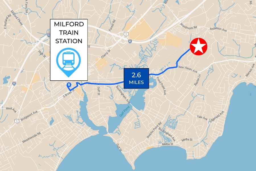 Just 2.6 Miles from the Milford Train Station