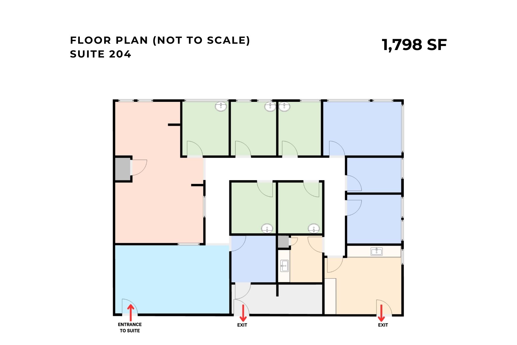 Suite 204 Provides 1,798 SF of Spaces