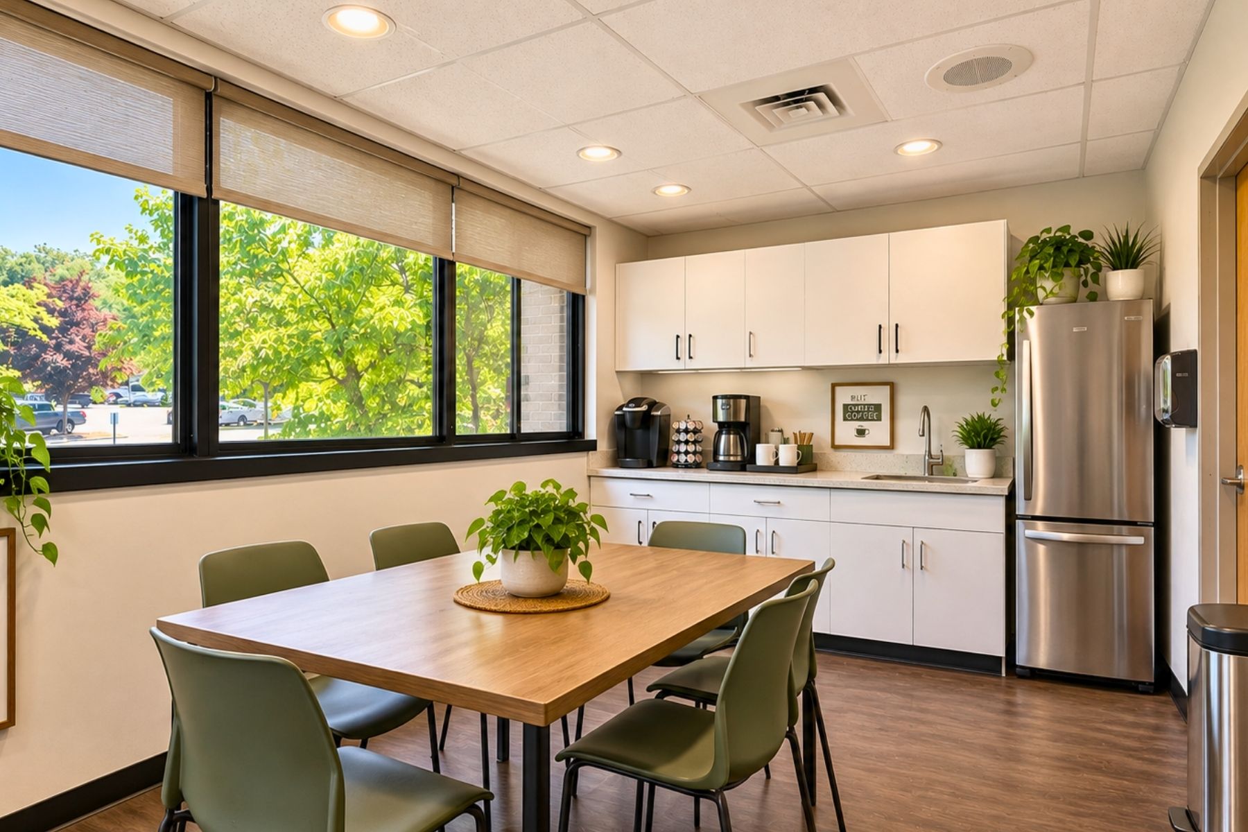 Breakroom with Cabinetry and Sink - Virtually Staged Breakroom with Cabinetry and Sink - Virtually Staged