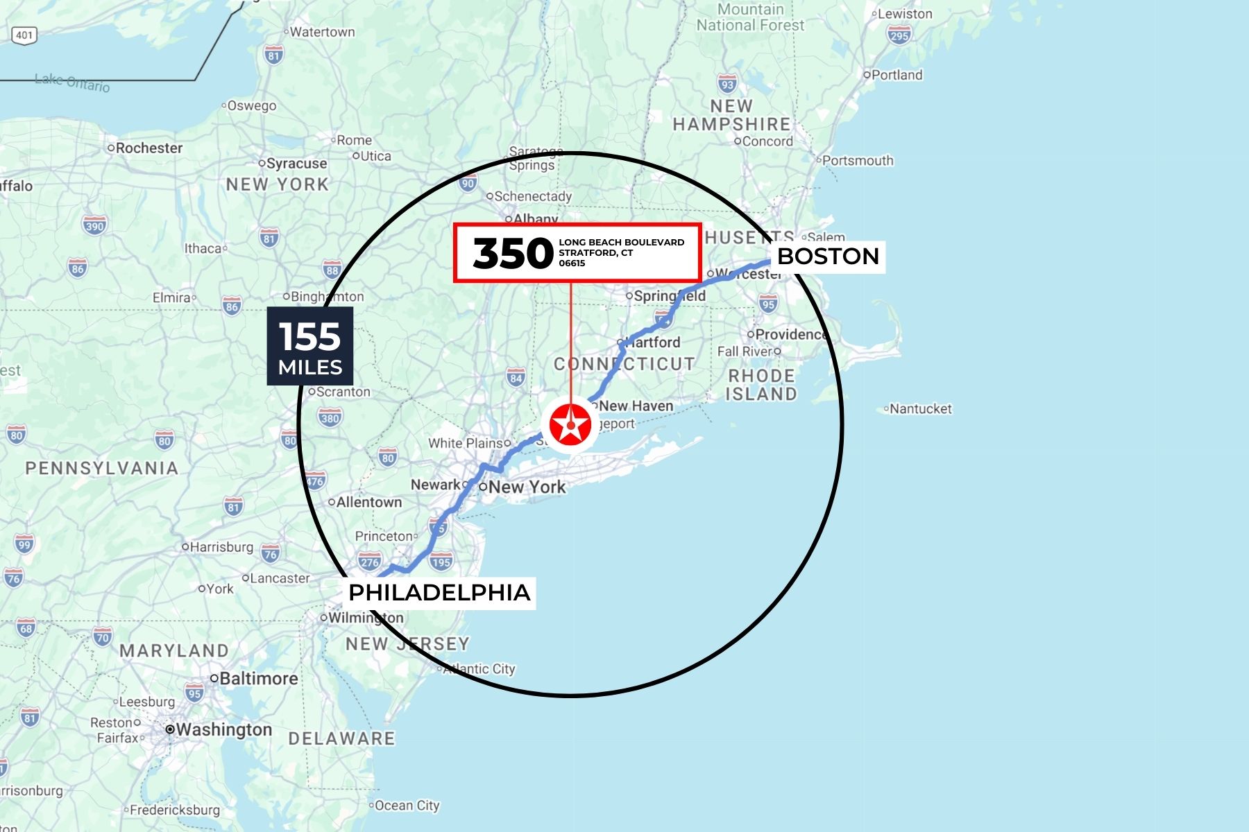 Centrally Located Between Boston and Philadelphia in the Northeast Corridor Centrally Located Between Boston and Philadelphia in the Northeast Corridor
