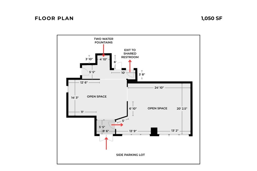 Floor Plan of 1,050 SF Retail Space Floor Plan of 1,050 SF Retail Space