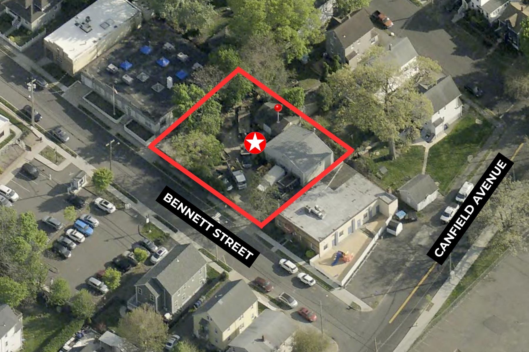 Aerial View of 0.22-Acre Property with Flexible RX1 Residential-Office Zoning Aerial View of 0.22-Acre Property with Flexible RX1 Residential-Office Zoning