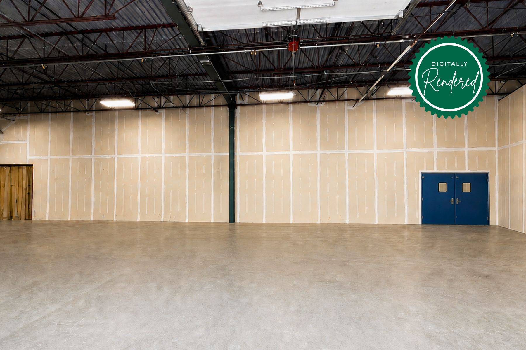 Open Warehouse Space Designed for Distribution and Light Manufacturing (Digitally Rendered) Digitally Rendered Open Warehouse Space Designed for Distribution and Light Manufacturing